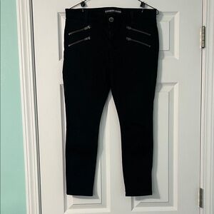 Express Black Ankle Zippered Skinny Pants Low Rise